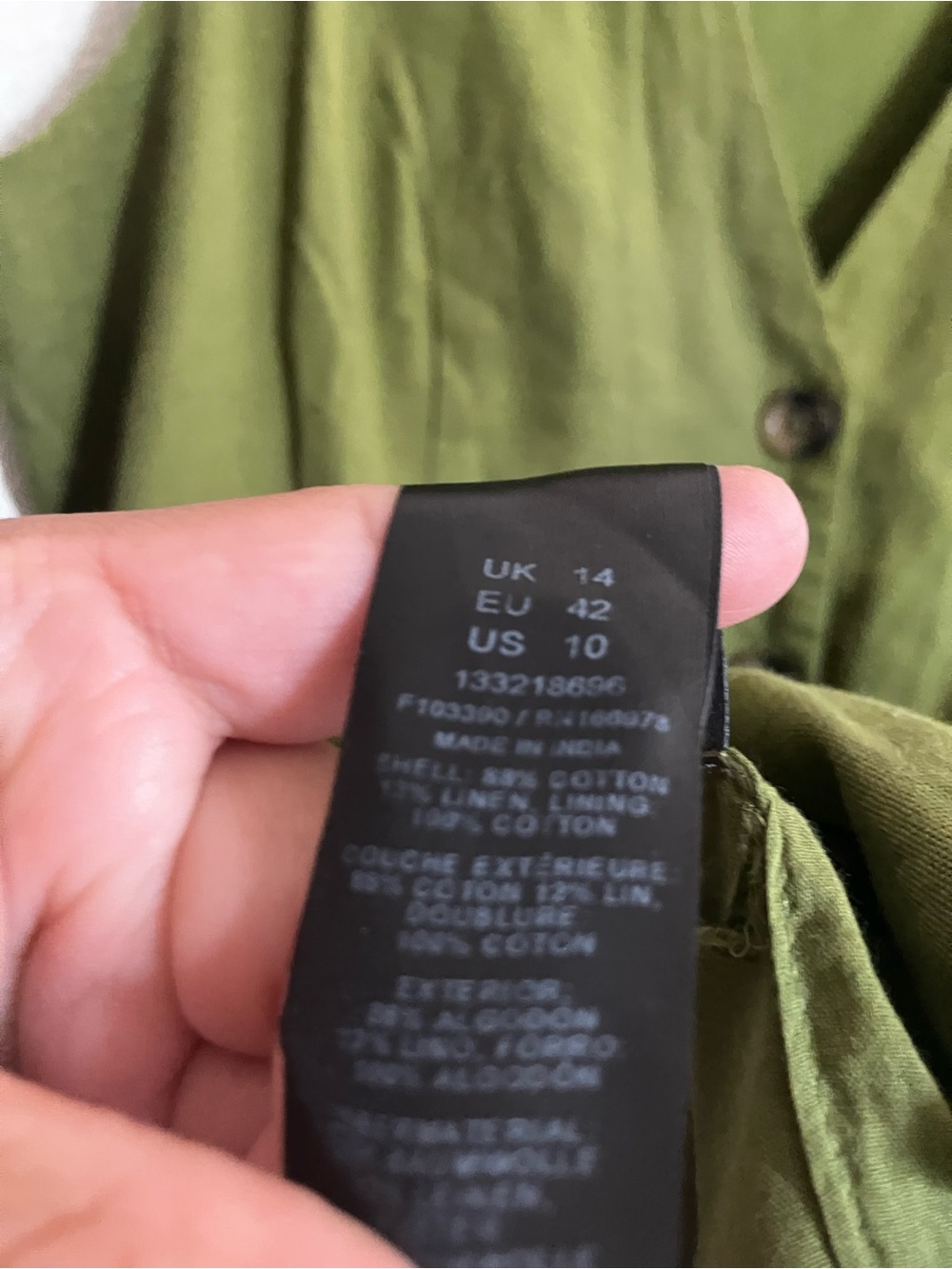 ASOS Green Button V Neck Dress Size 10 - Picture 5 of 7